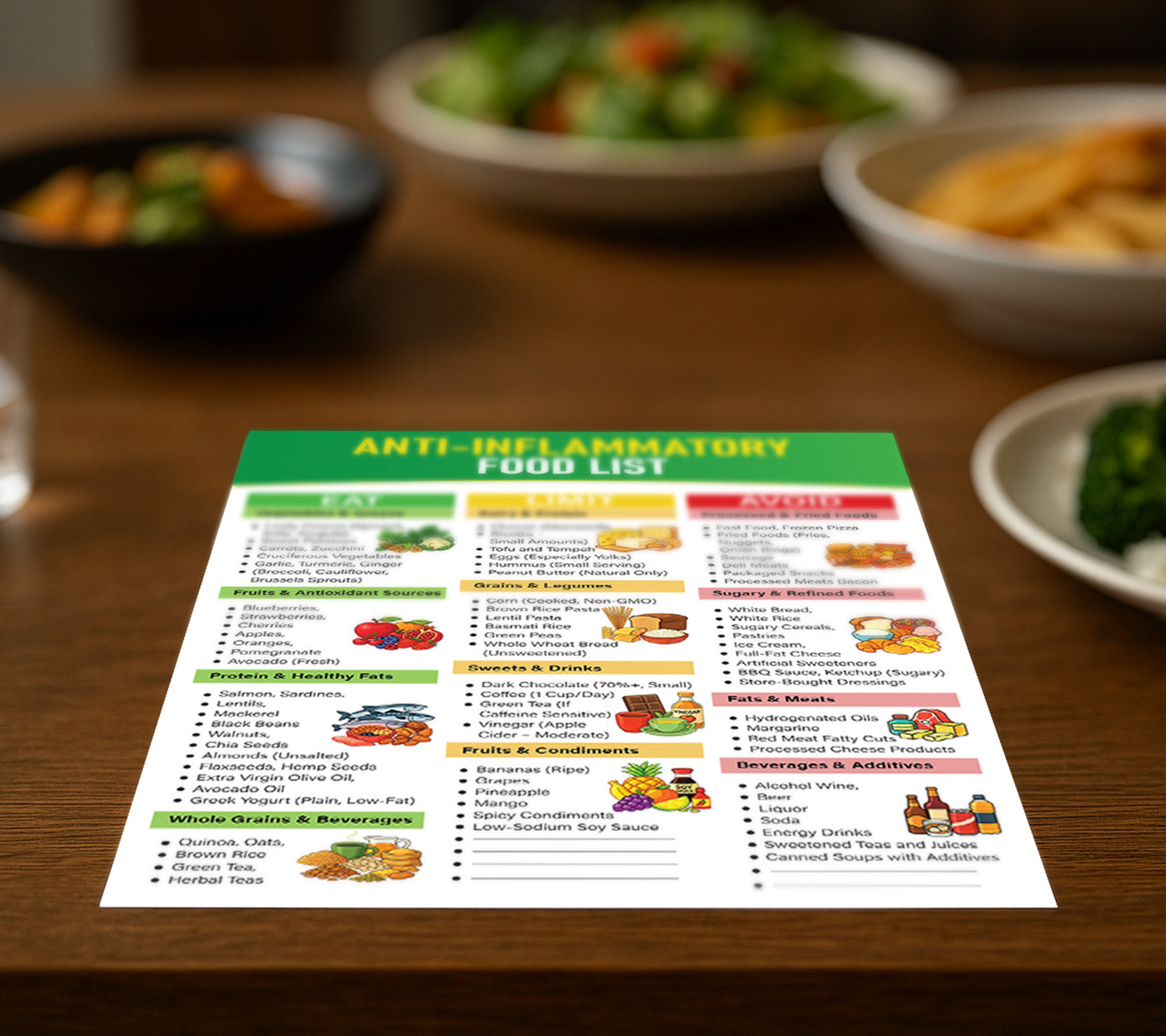 Growzale™ Anti-Inflammatory Food List Printable, Anti-Inflammatory Grocery Chart, Gut-Friendly Foods, Anti Inflammatory Foods Guide