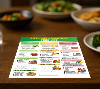 Growzale™ Anti-Inflammatory Food List Printable, Anti-Inflammatory Grocery Chart, Gut-Friendly Foods, Anti Inflammatory Foods Guide