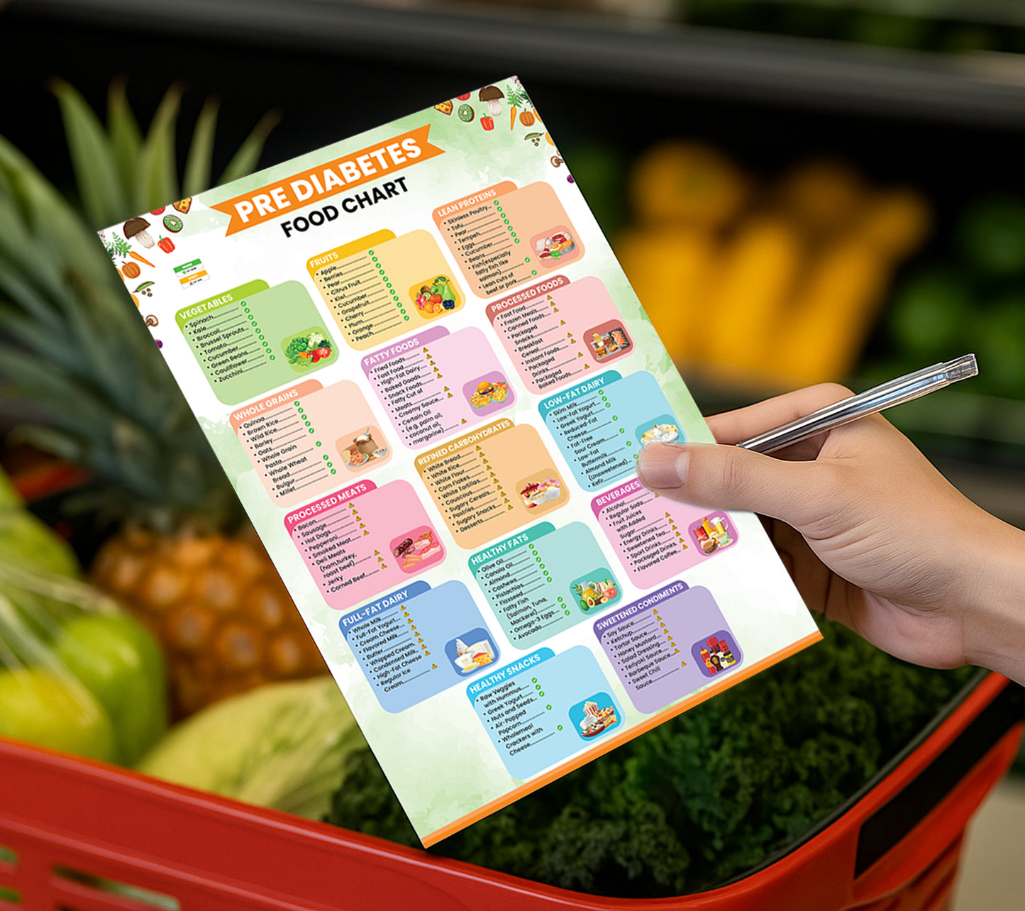 Growzale™ Pre Diabetes Food Chart, Prediabetic Foods, Low Sugar Food Meal Plan, Prediabetes Food Chart and Grocery List, Pre Diabetic Foods To Avoid