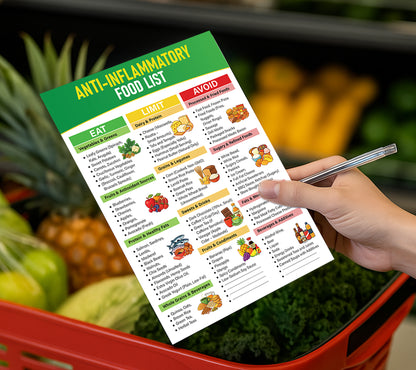 Growzale™ Anti-Inflammatory Food List Printable, Anti-Inflammatory Grocery Chart, Gut-Friendly Foods, Anti Inflammatory Foods Guide