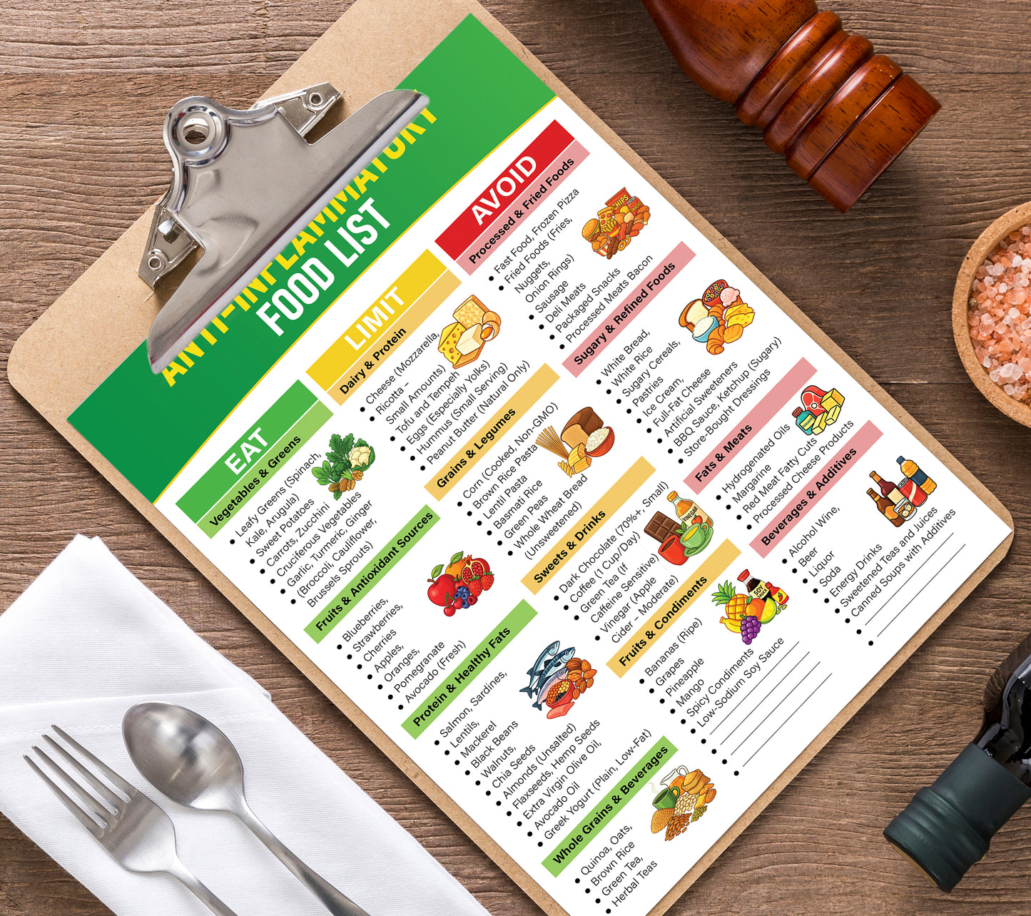 Growzale™ Anti-Inflammatory Food List Printable, Anti-Inflammatory Grocery Chart, Gut-Friendly Foods, Anti Inflammatory Foods Guide